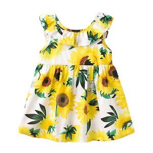 4-5T Yellow Sunflower Cotton Girl Dress